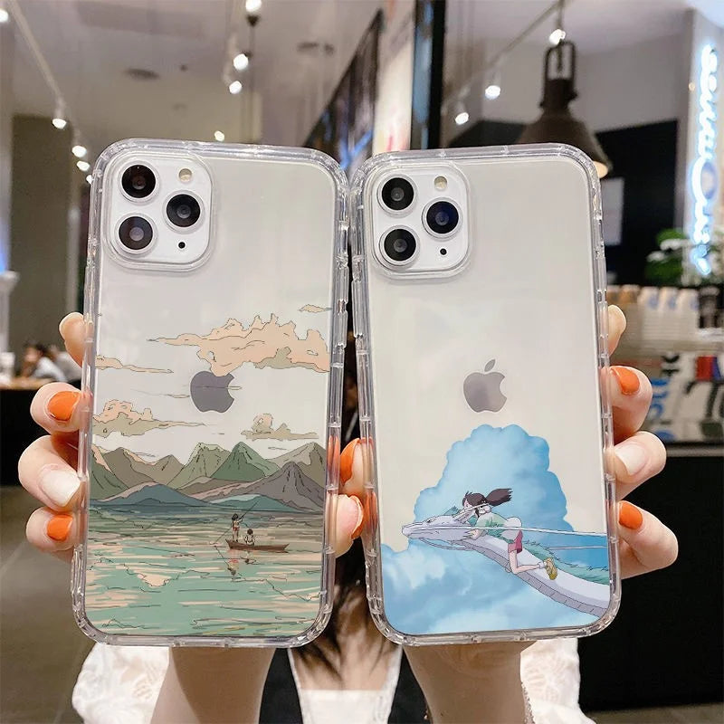 Spirited Away Soft Transparent Soft TPU Case For iPhone 12 13 11 14 15 PLUS Pro Max 12 13 Mini SE 7 8 Plus X XS MAX XR