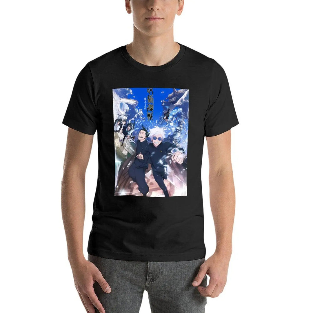 JJK s2 promotional poster except I edited it so they're holding hands T-Shirt man clothes quick drying shirts graphic tee men