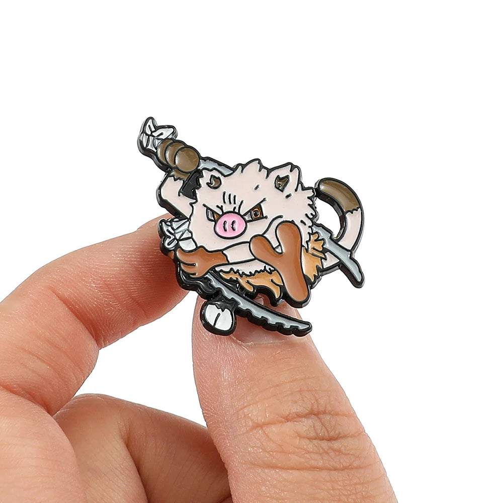 Anime  Pikachu And Squirtle Cosplay Demon Slayer Kimetsu No Yaiba Metal Cartoon Enamel Pins Brooch Backpack Lapel Badges