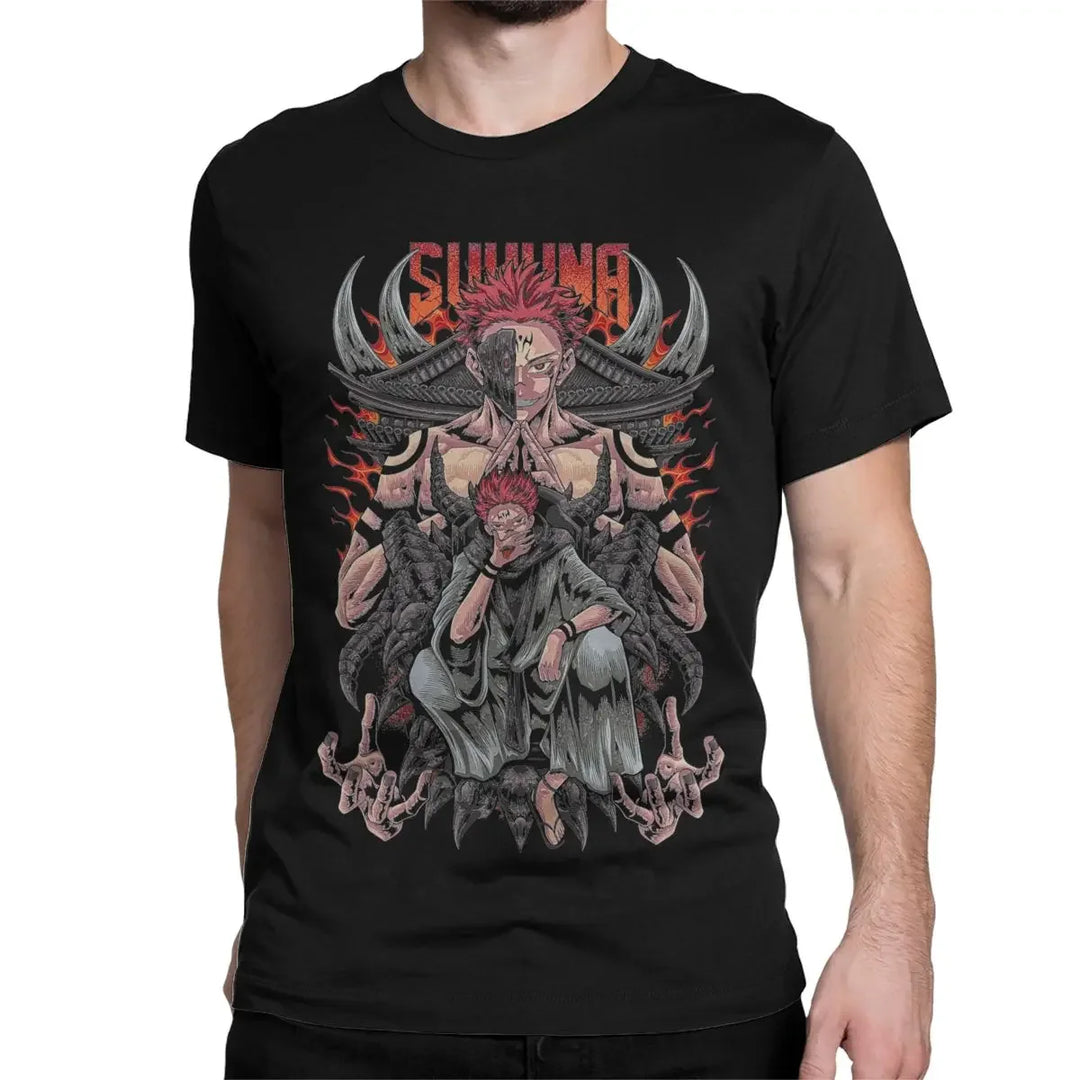 Men's T-Shirts Sukuna JJK Anime Creative Oversized Graphic Tees Short Sleeve T Shirt Crewneck Clothes Oversized Graphic