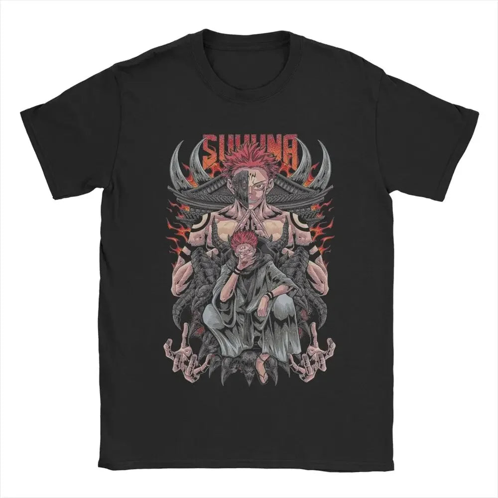 Men's T-Shirts Sukuna JJK Anime Creative Oversized Graphic Tees Short Sleeve T Shirt Crewneck Clothes Oversized Graphic