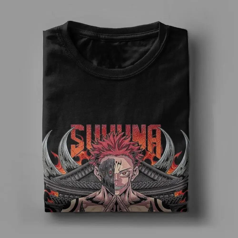 Men's T-Shirts Sukuna JJK Anime Creative Oversized Graphic Tees Short Sleeve T Shirt Crewneck Clothes Oversized Graphic